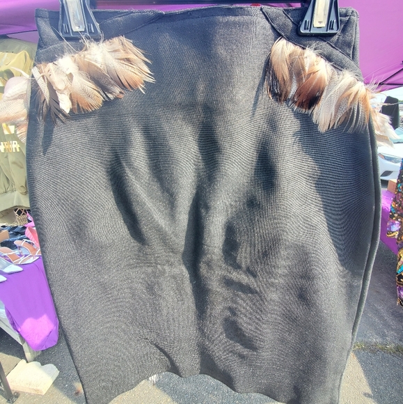 Feathered Bandeau Mini Skirt - Size S - Picture 2 of 3